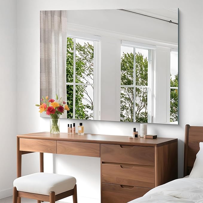 KOCUUY Large Frameless Mirror, 40x48 Inch Square Bathroom Vanity Mirror - Image 7