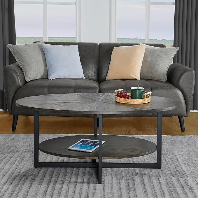 Solid Wood Oval Coffee Table - Image 6