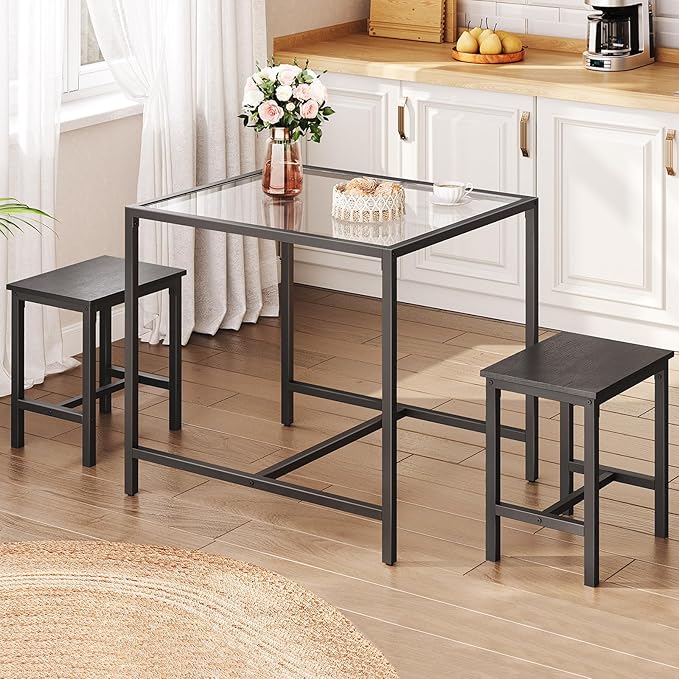 HOOBRO Mordern Dining Table Set, Glass Dining Room Table Set - Image 2
