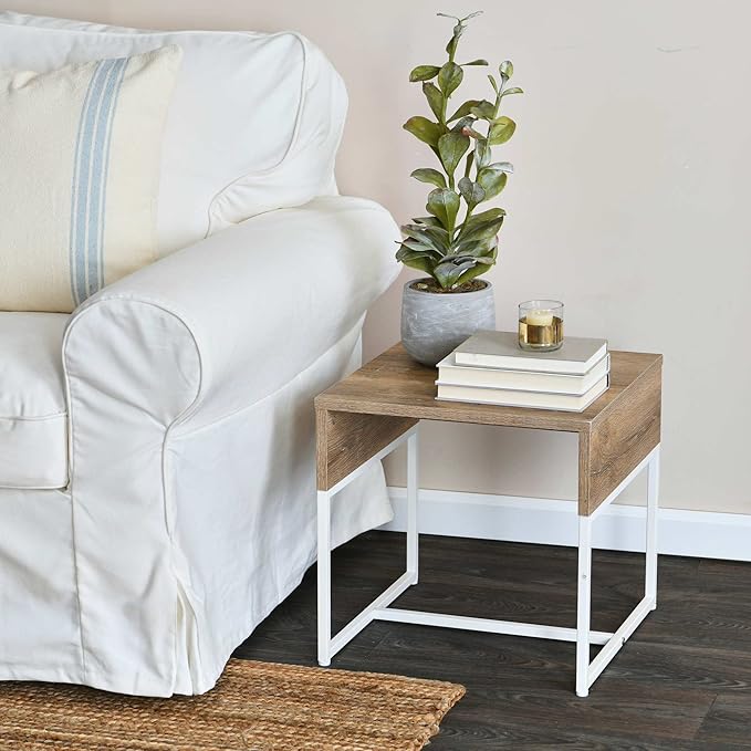 Household Essentials Wrap Square Side End Table Coastal Oak Rustic Wood Grain - Image 2