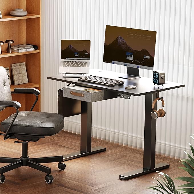 Seang Standing Desk with Drawer, 3 Memory Height Settings with Cable Grommets & - Image 2