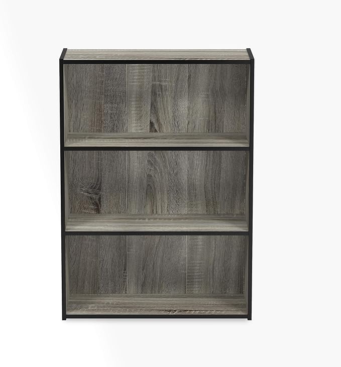 Furinno Pasir 3-Tier Open Shelf Bookcase, French Oak Grey - Image 6