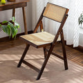 KISKIS Wooden Rattan Folding Chairs Portable Save Space Kitchen Dining Chair by KISKIS