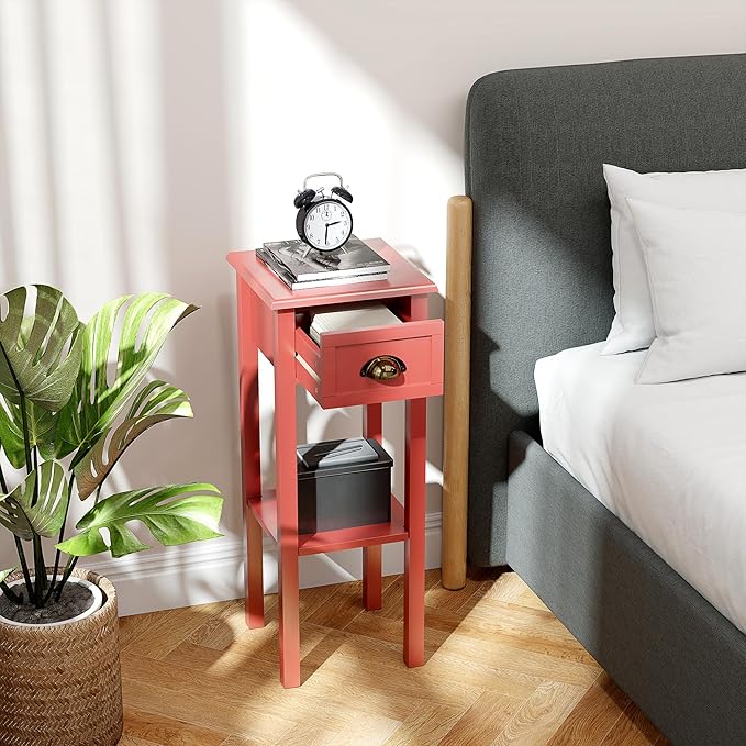 HOMCOM 2-Tier Side Table with Drawer, Narrow End Table with Bottom Shelf - Image 7