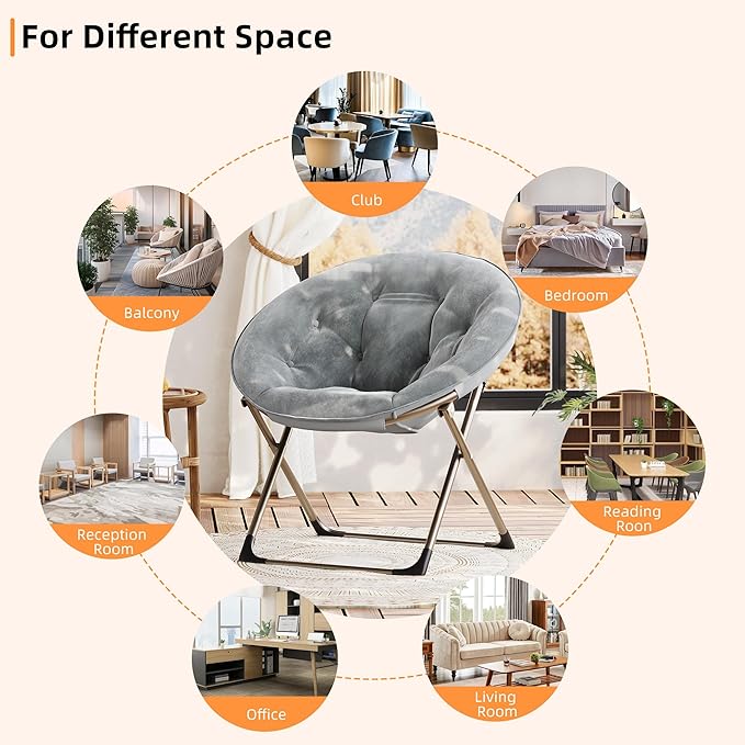 Comfy Saucer Chairs, Cozy Faux Fur Living Room Chair - Image 5
