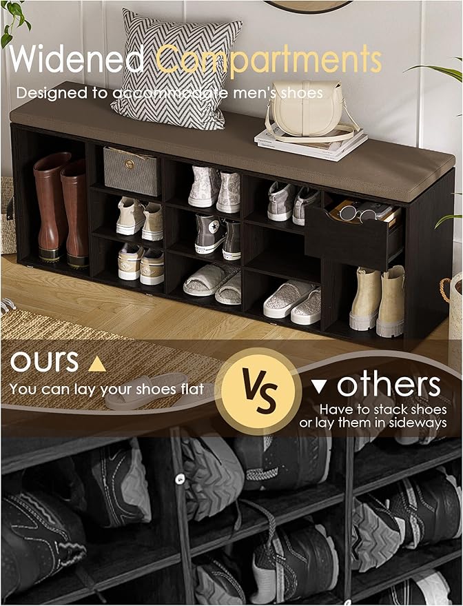 DINZI LVJ Shoe Bench, Entryway Storage Bench - Image 5
