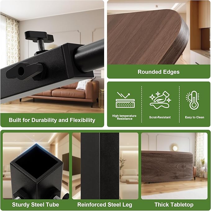 C Shaped End Table for Couch, Adjustable Height Couch Side Table, Horizontal - Image 6
