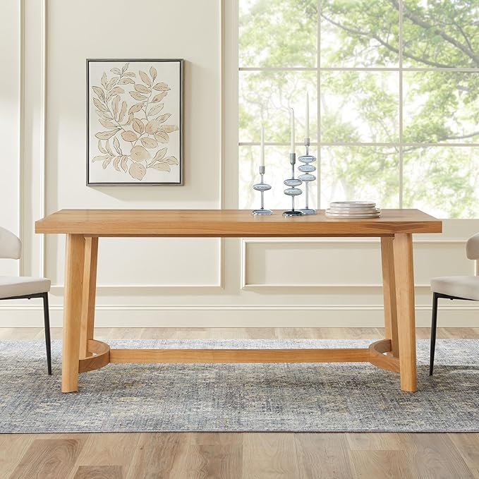 Walker Edison Modern Farmhouse Rustic Solid Oak Wood Rectanglular Dining Table by WalkerEdison