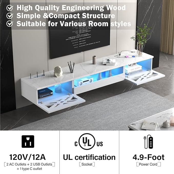 Floating TV Stand, Floating Wall Mounted TV Shelf - Image 7