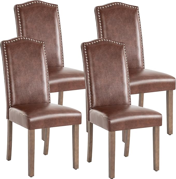 Stylish Upholstered Parsons Dining Chair PU Faux Leather by SNUGWAY
