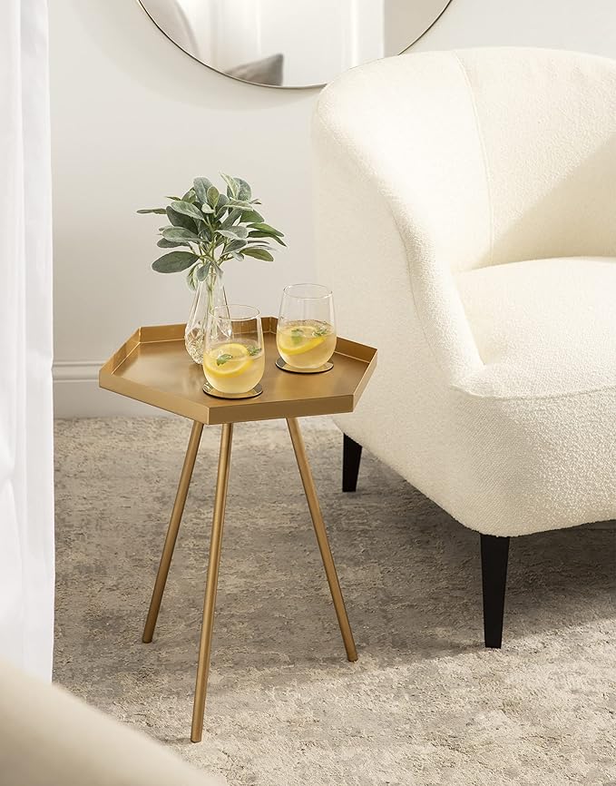 Kate and Laurel Kashvi Modern Side Table 17 x 15 x 20; Gold Decorative Glam - Image 2
