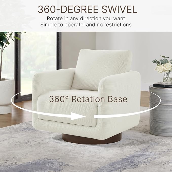 Modern Swivel Accent Chair, 360° Rotating Round Barrel Armchair - Image 4