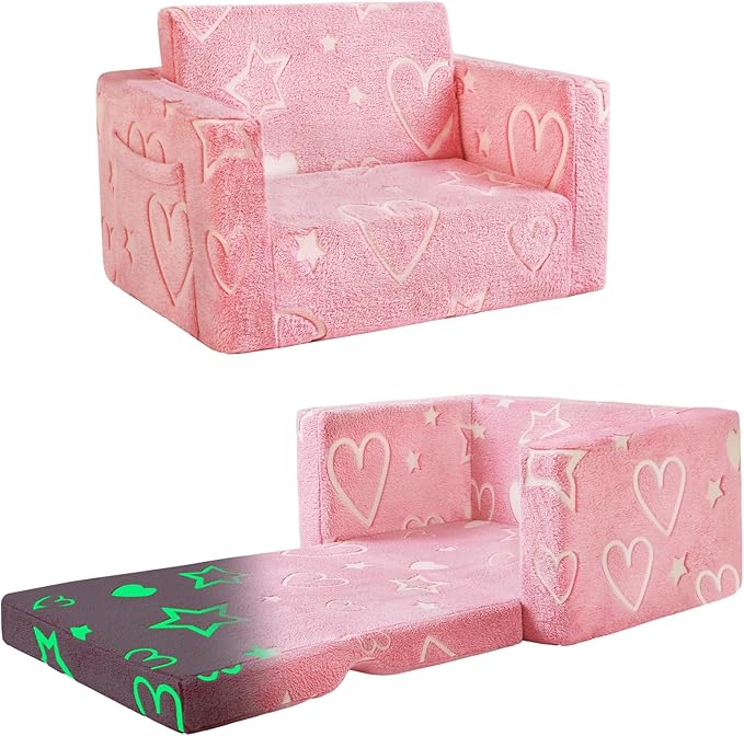 Toddler Chair Comfy, 2-in-1 Soft Toddler Couch Fold Out by inhand