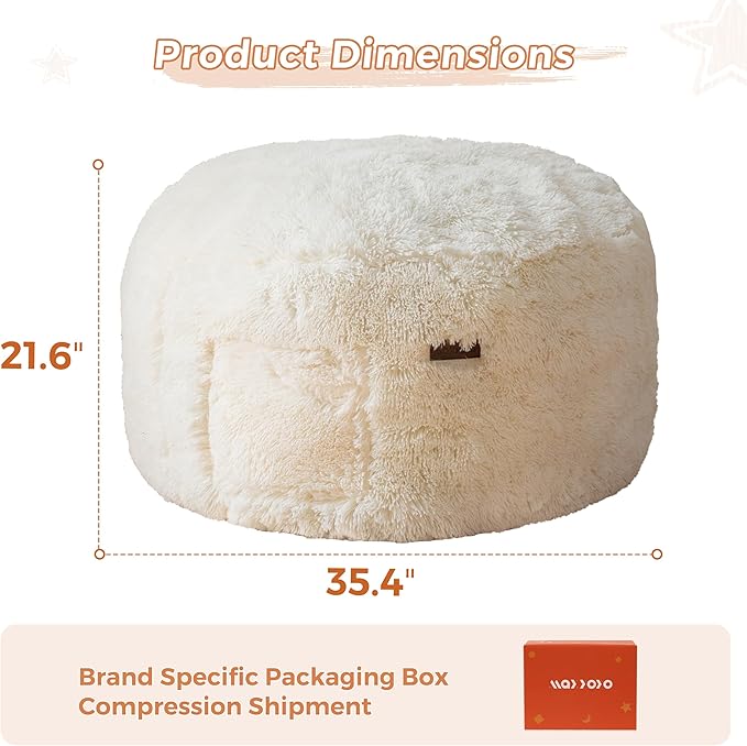 MAXYOYO Kids Bean Bag Chair, Stuffed Faux Fur Bean Bag - Image 2