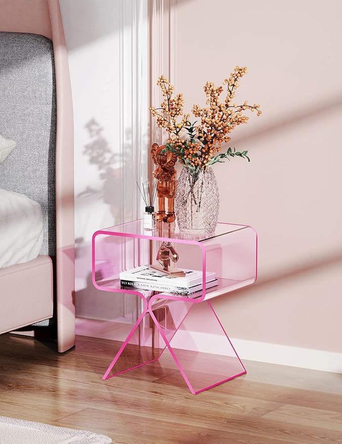 Acrylic Nightstand Side Table Modern Design Clear Home Decor Display End Table - Image 4