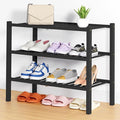 Smiry Shoe Rack, 3 Tier Thick Bamboo Shoe Organizer, Stackable Free Standing by Smiry