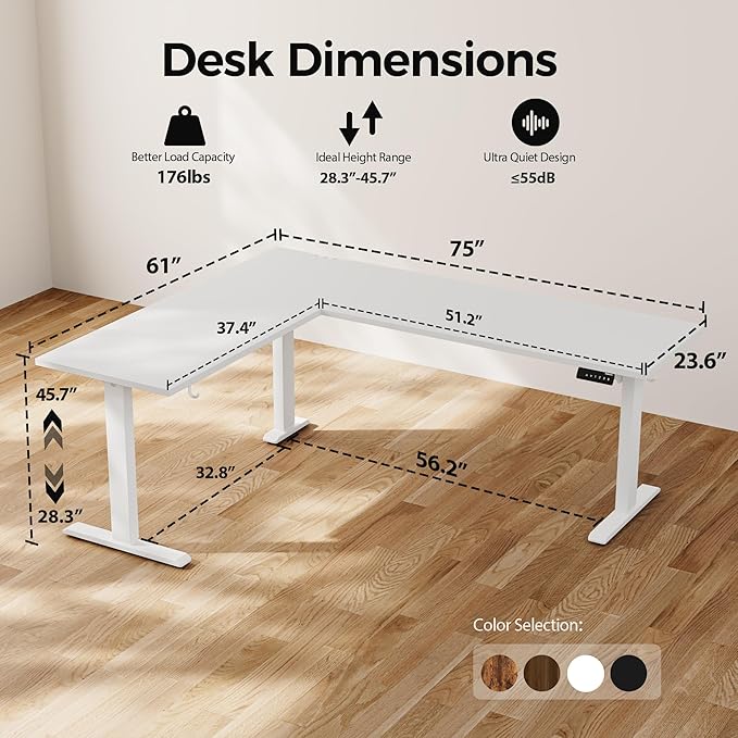 Agilestic 75 Inch L Shaped Standing Desk Adjustable Height, Corner Standing Desk - Image 2