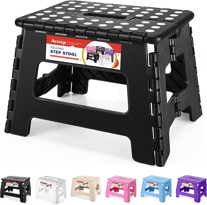 ACSTEP Folding Step Stool 9'' Tall Kids Step Stool Holds Up to 300 lb Plastic by ACSTEP