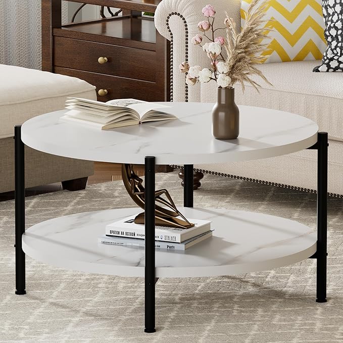 Round Coffee Table, 27.6" Circle Coffee Table - Image 9