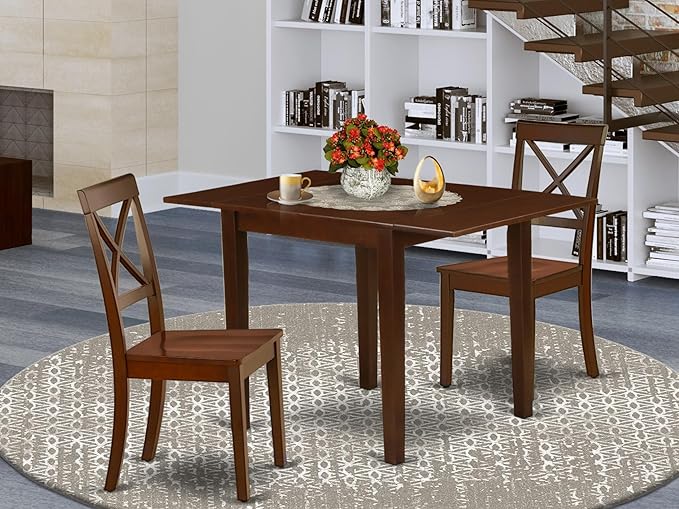 East West Furniture NDBO3-MAH-W 3 Piece Dining Set Contains a Rectangle Dining - Image 2