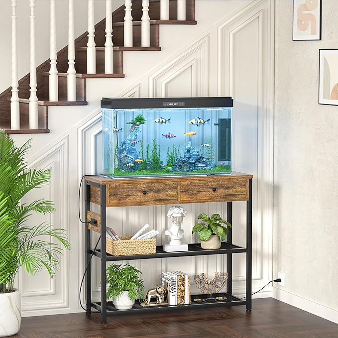 Ecoprsio Entryway Table with Outlets and USB Ports, Console Table with 2 Drawers - Image 7