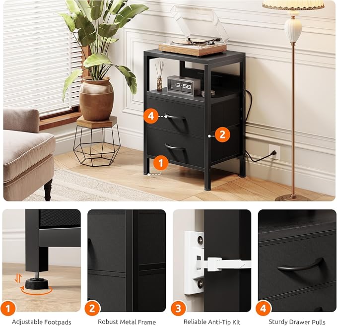 NightStand Bedside Charging Table Bedroom - Image 6
