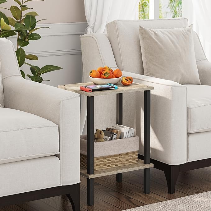 TUTOTAK End Table, Side Table, Nightstand, 2-Tier Storage Shelf, Sofa Side Table - Image 4