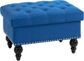 HOMCOM Ottoman with Storage for Living Room, Button-Tufted Fabric Bench for by HOMCOM