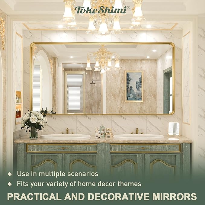 TokeShimi 72x36 Inch Gold Bathroom Vanity Mirror - Image 8