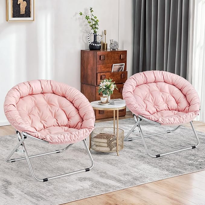 MoNiBloom Round Folding Saucer Chairs Set of 2 - Image 2