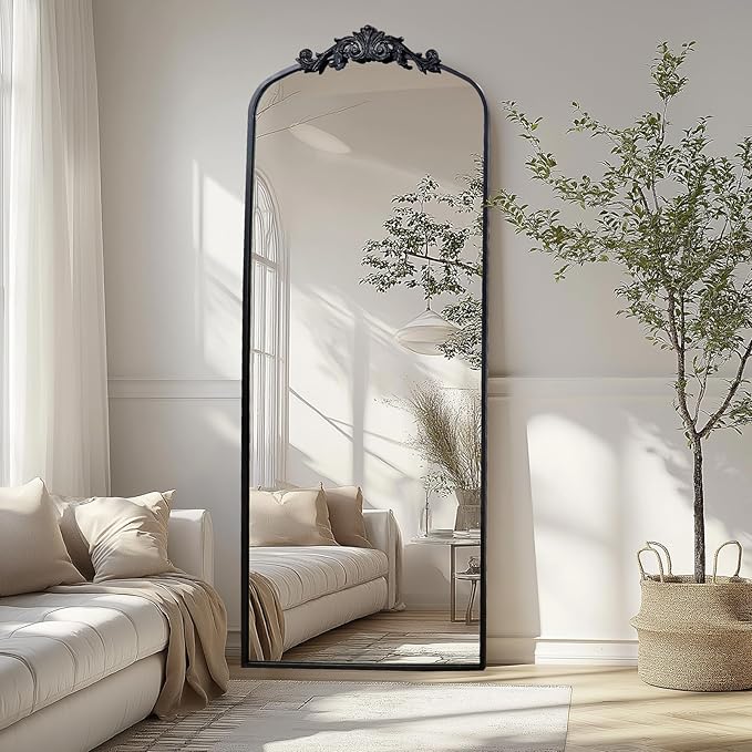 AIXI HOME Antique Black Arch Full Wall Mirror, Baroque Inspired Home Decor - Image 7