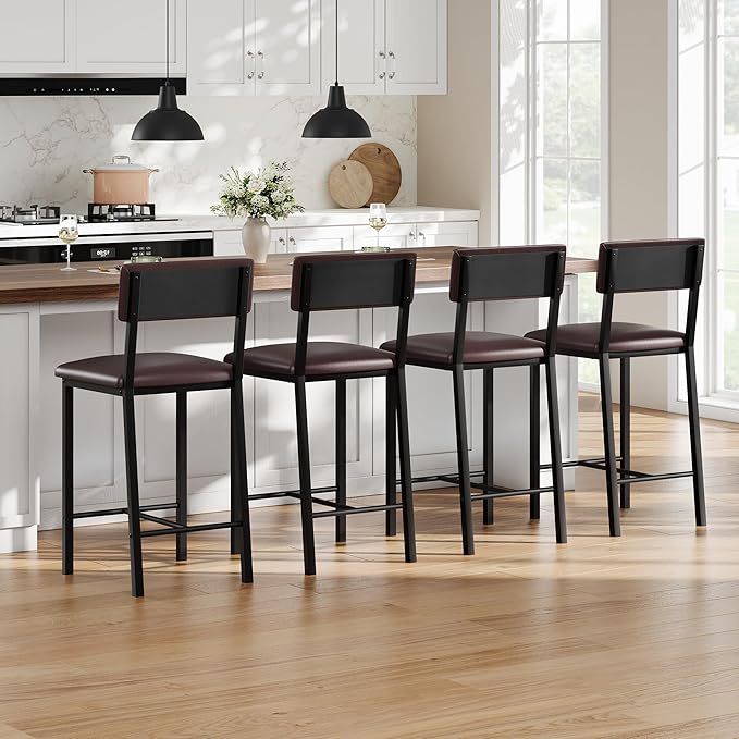 Garvee Bar Stools Set of 4, Kitchen Barstools by Garvee