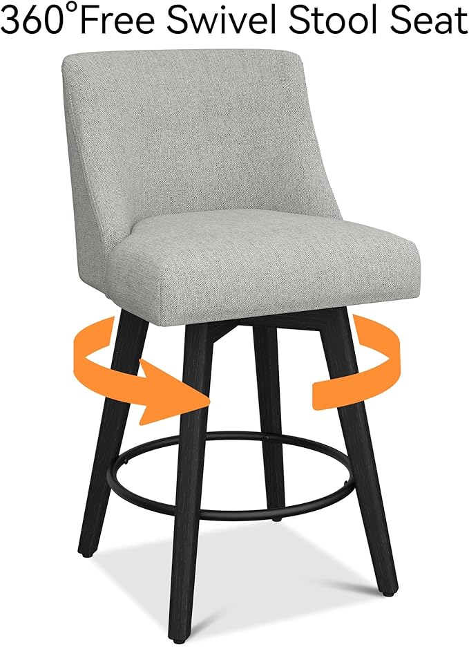 Counter Height Bar Stools Set of 2, Modern Swivel Barstools - Image 6