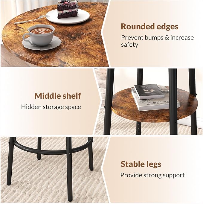 3 Pieces Round Bar Table Set, Small Dining Table - Image 4