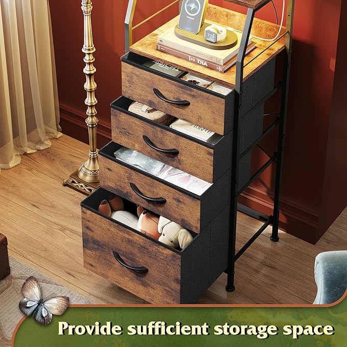 WLIVE 4 Drawer Dresser for Bedroom, Tall Night Stand Bed Side Table, End Table - Image 6
