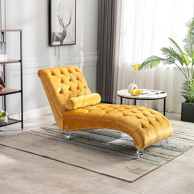 HomSof Modern Armless Velvet Chaise Lounge Indoor Chair by Unknown