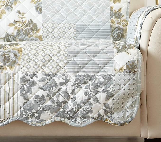 Patchwork Scalloped Printed Furniture Protector Stain Resistant Sofa Cover - Image 4