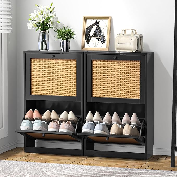 Rattan Shoe Cabinet for Entryway Slim, Entrance Shoe Cabinet - Image 5