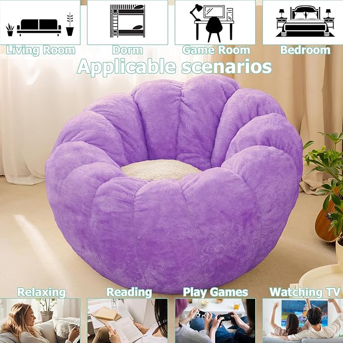 Pumpkin Bean Bag Sofa Chair for Adult, Beanbag Couch - Image 6