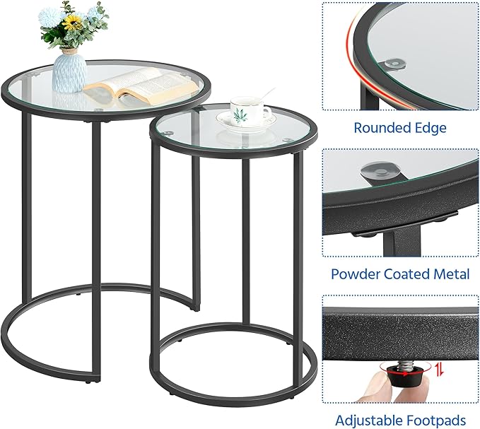 Yaheetech Round Nesting End Table Set of 2, Stacking Side Tables, Coffee Tables - Image 5