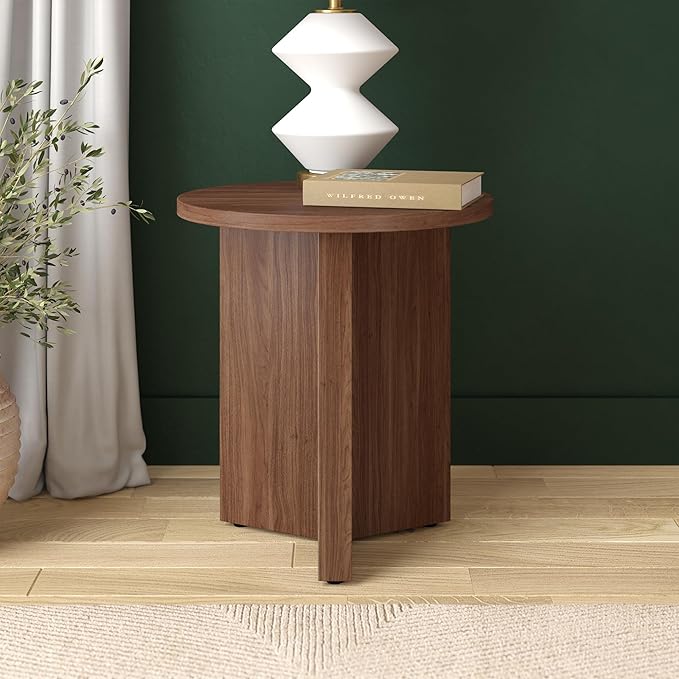 Henn&Hart 20" Wide Round Side Table in Satin Walnut, - Image 5