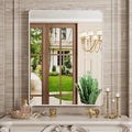 White Bathroom Mirror 28x36 Inch, Rounded Rectangle Matte Bathroom Vanity Mirror by JISOSO
