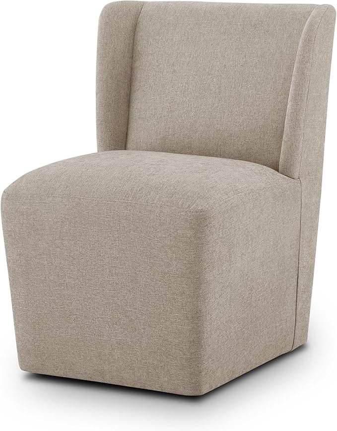 Upholstered Dining Chair with Casters Wingback Modern Side Armless Deskchair by Kislot