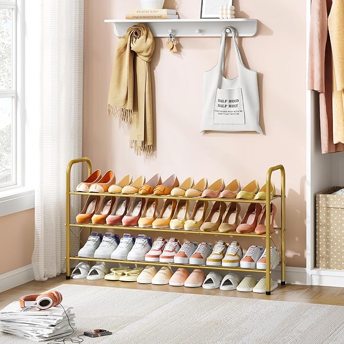 Hoctieon 3 Tier Mesh Style Shoe Rack, Entryway Shoe Shelf, Shoe Storage - Image 6