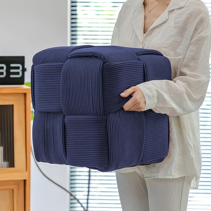Ottoman Foot Rest Soft and Comfortable Ottoman Square Corduroy Woven Design - Image 2