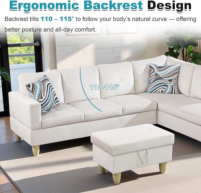 97" Oversized Sectional Couch, L Shaped Couch - Image 6