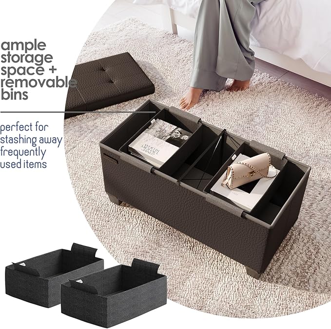 STORAGEBUD Storage Ottoman Bench - Image 3