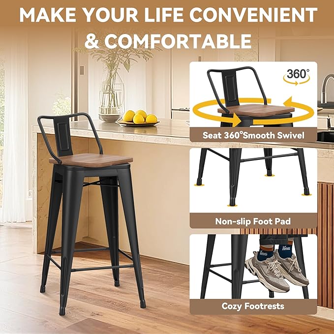 30 Inch Swivel Bar Stools Set of 4 - Image 4