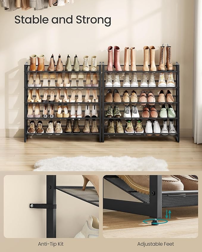 SONGMICS Shoe Rack, 10-Tier Shoe Organizer, Metal Rack - Image 6