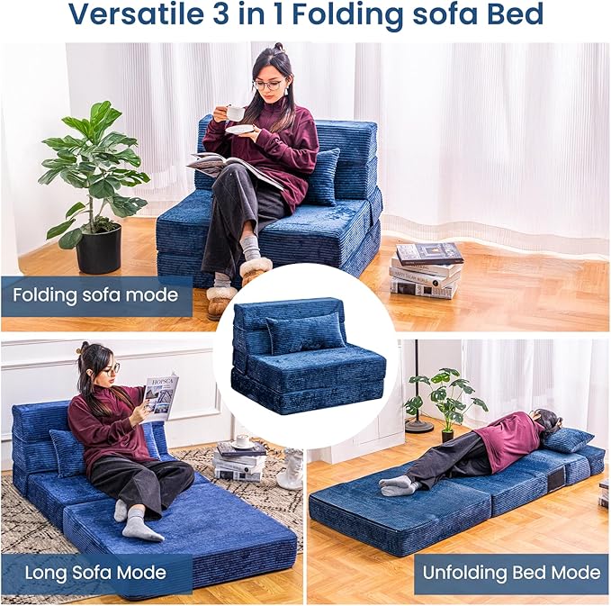 Folding Sofa Bed, Convertible Sleeper Chair - Image 4